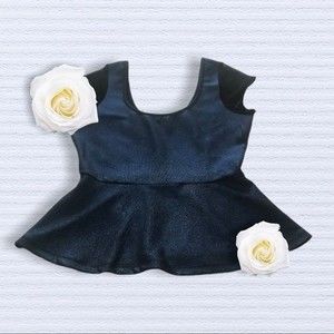 2B Bebe Top Glittery Navy Peplum Exposed Zipper Size M